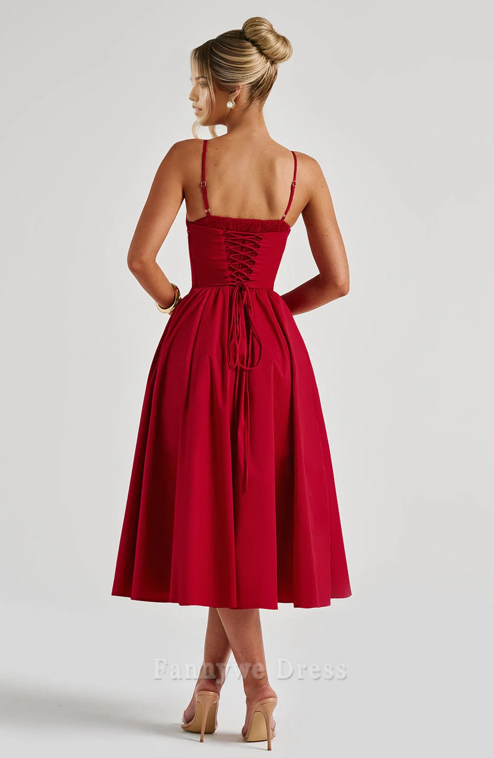 A-line Spaghetti Straps Tea Length formal dresses Bridesmaid Dresses evening gown Prom Dress